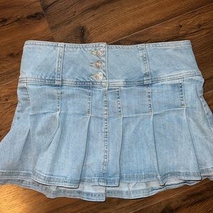 BDG denim pleated low rise skirt